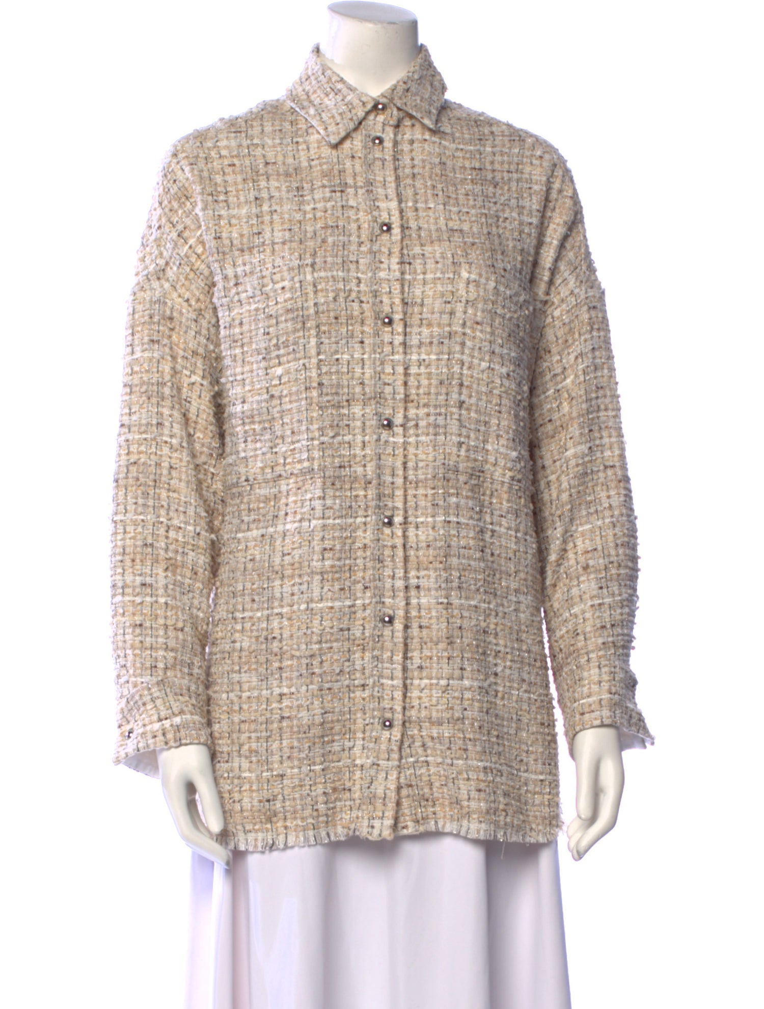 Iro Plaid Print Long Sleeve Button-Up Top