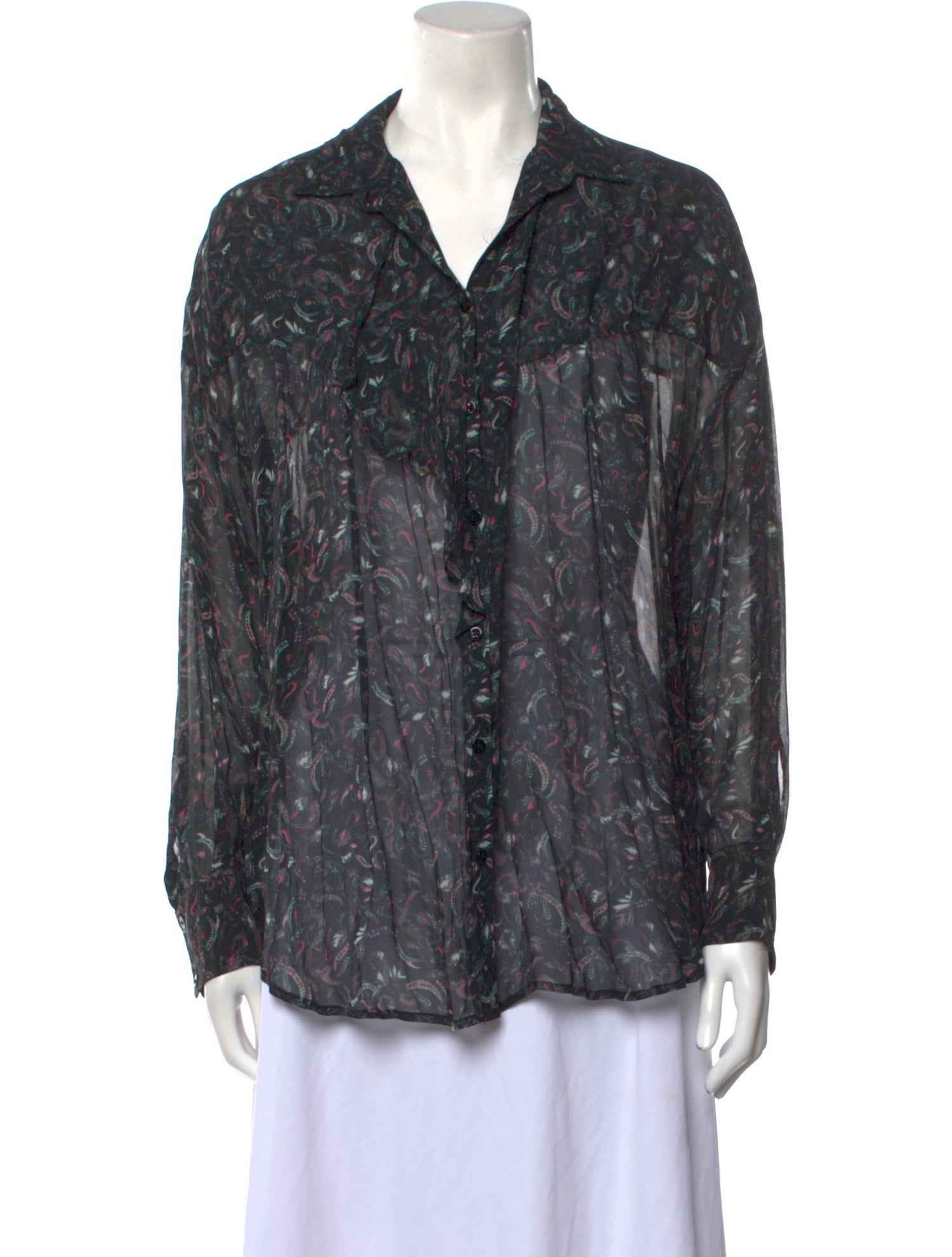 Iro Paisley Print Long Sleeve Button-Up Top