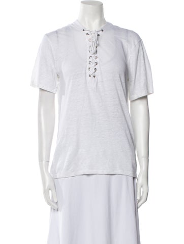 Iro Tops Linen V-Neck T-Shirt XS