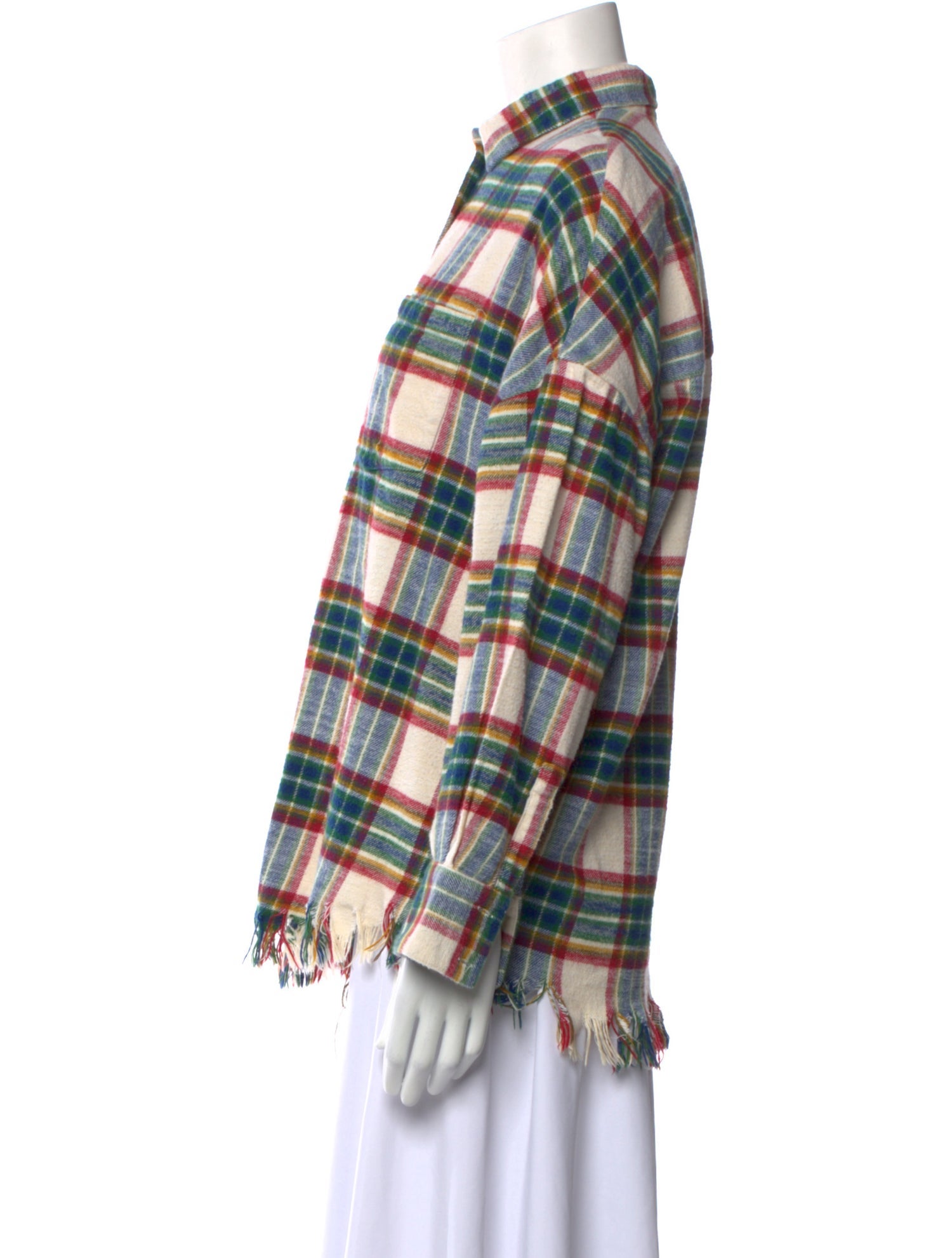 Iro Plaid Print Long Sleeve Button-Up Top
