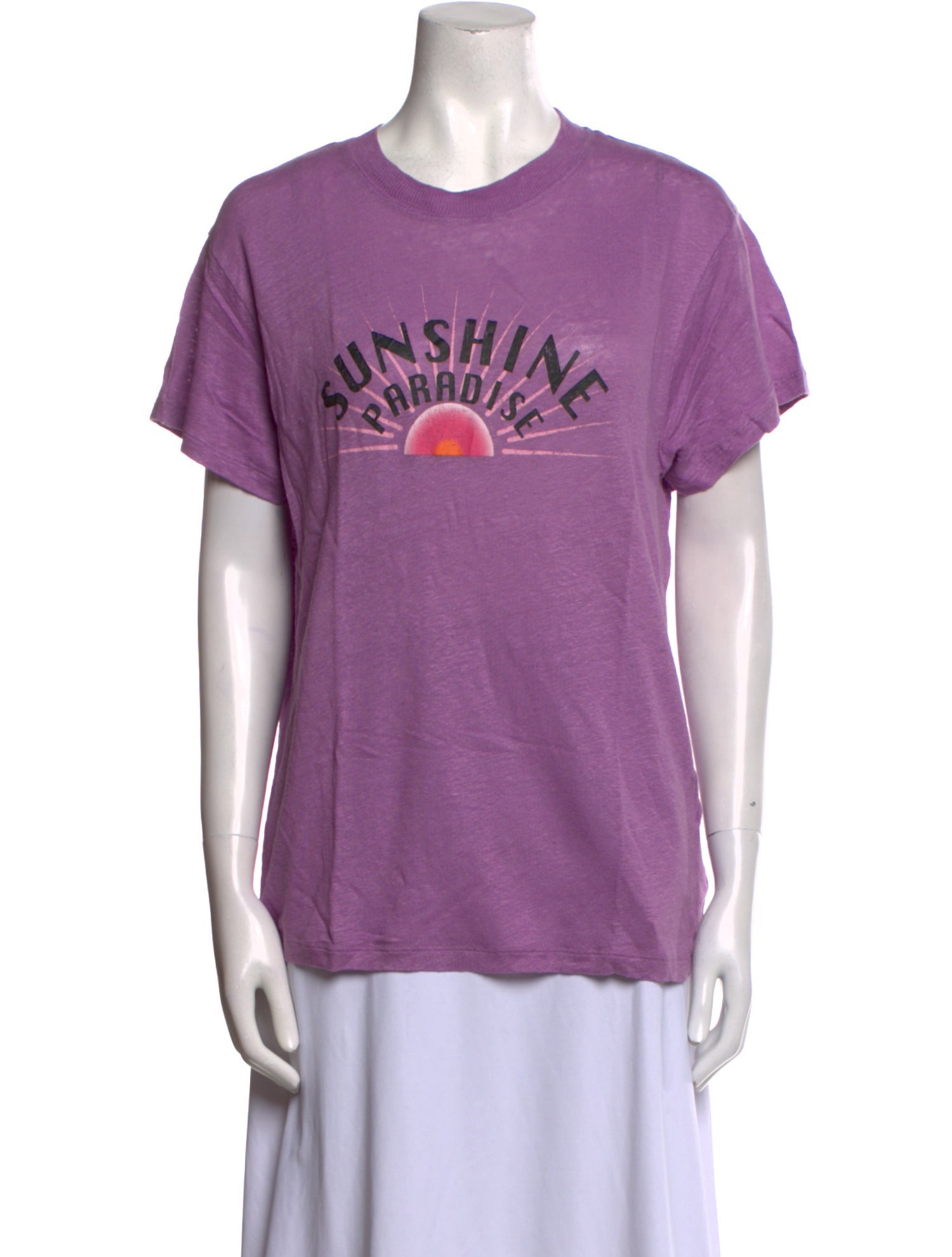 Iro Linen T-Shirt Pink Graphic Print Short Sleeve
