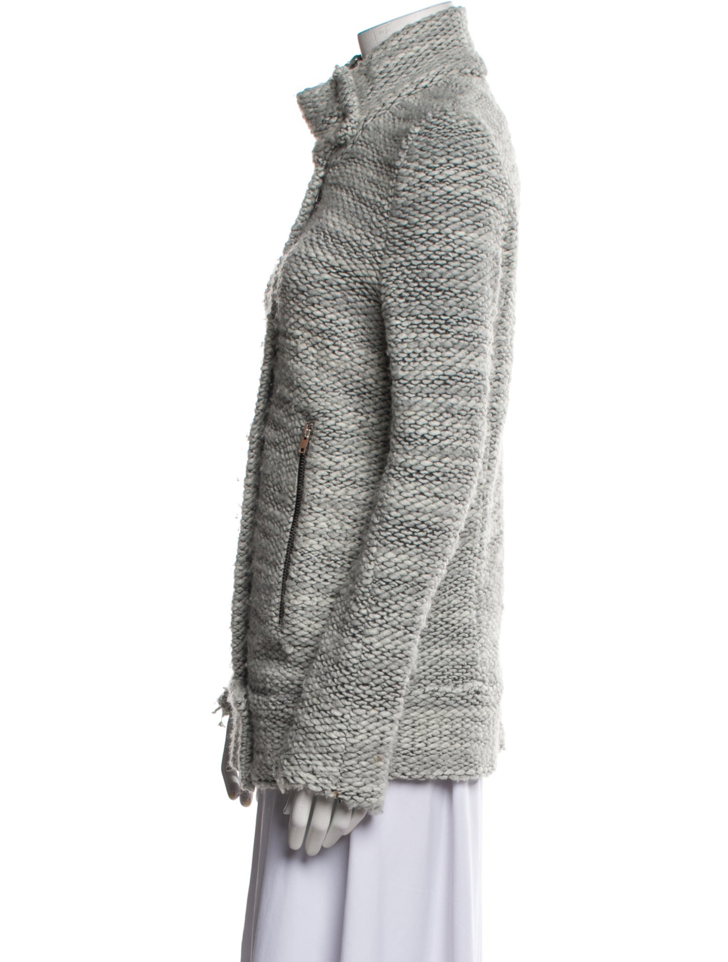 Iro Tweed Pattern Turtleneck Cardigan