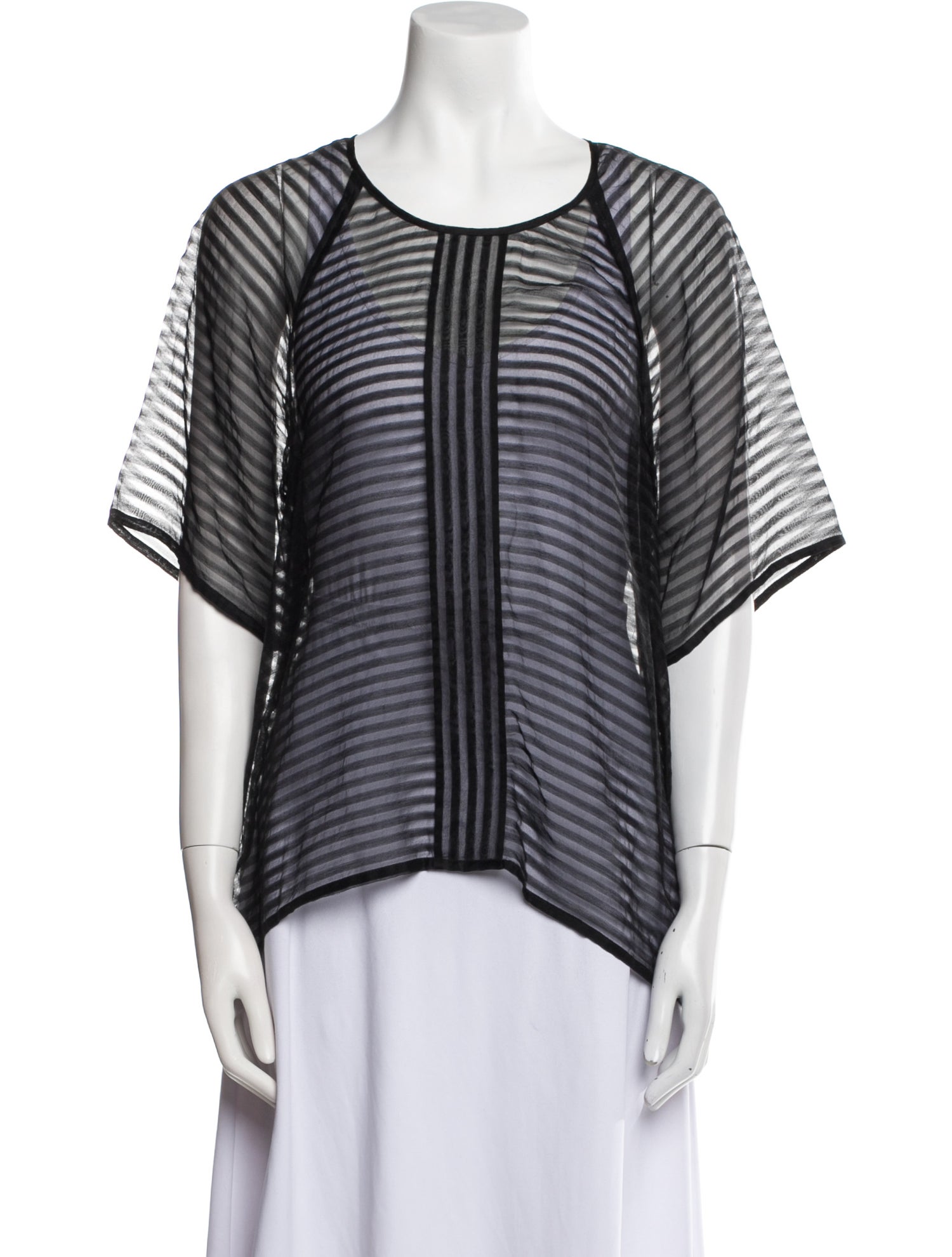 Iro Striped Scoop Neck T-Shirt - Blue Tops, Clothing