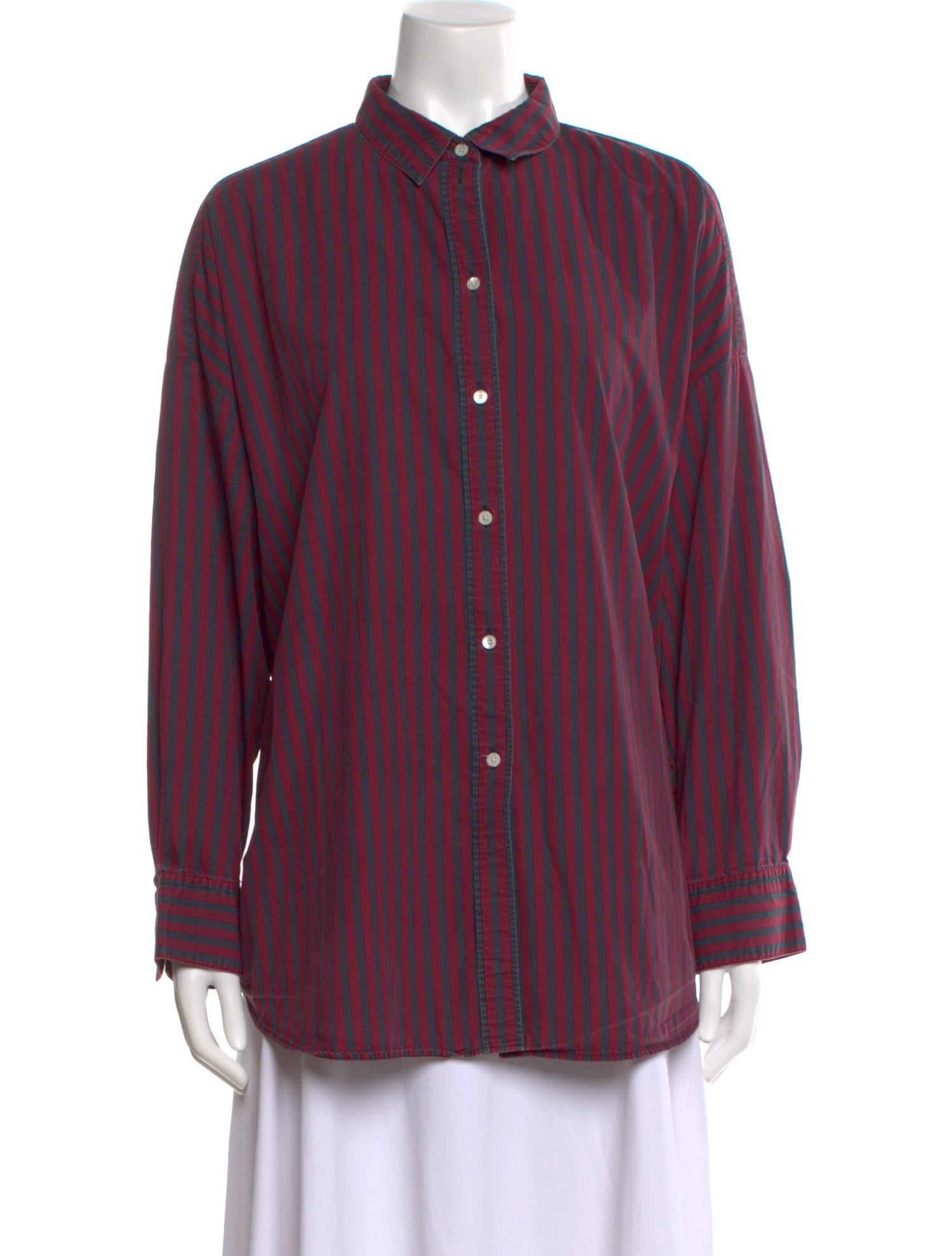 Iro Striped Long Sleeve Button-Up Top