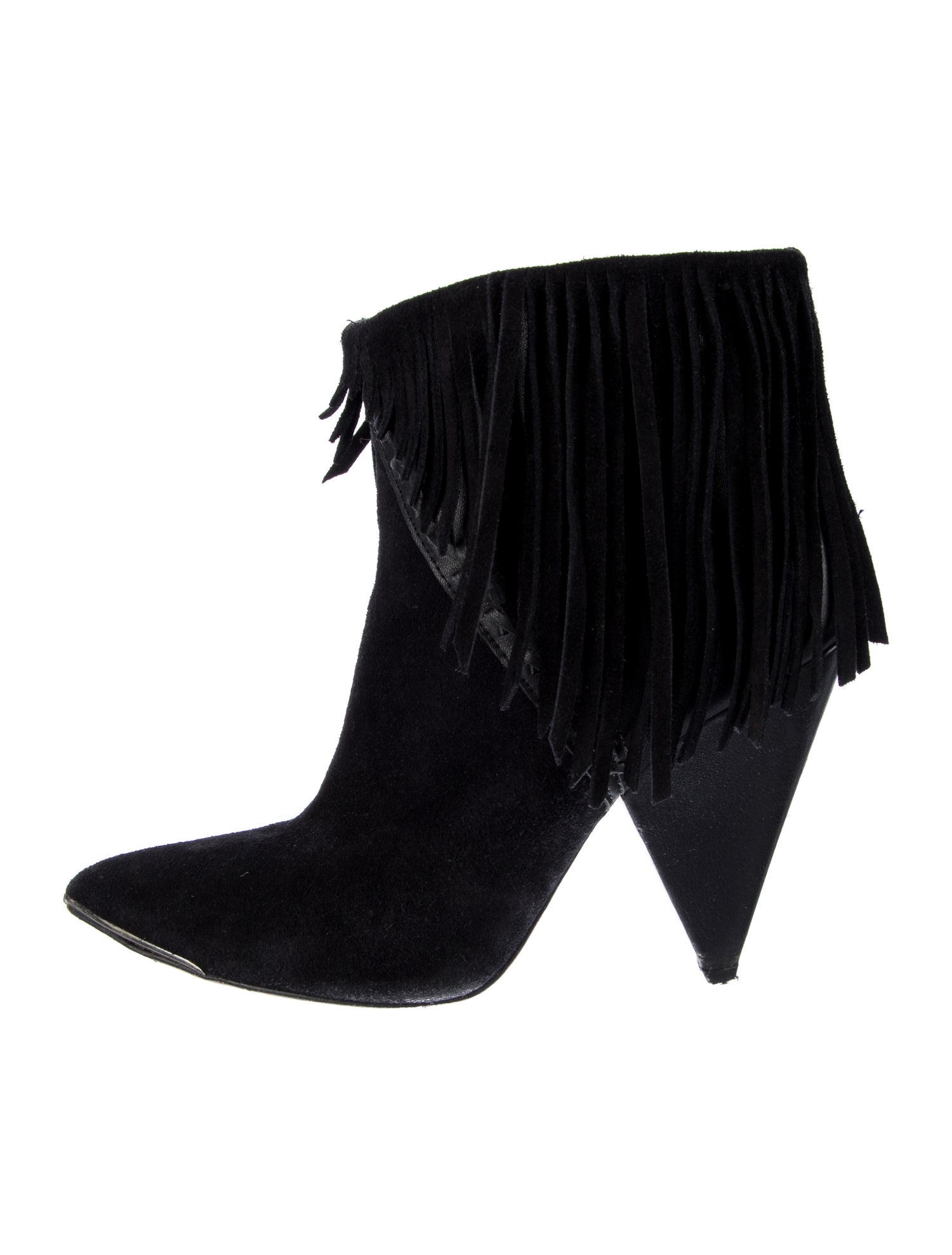 Iro Suede Fringe Trim Accent Lace-Up Boots