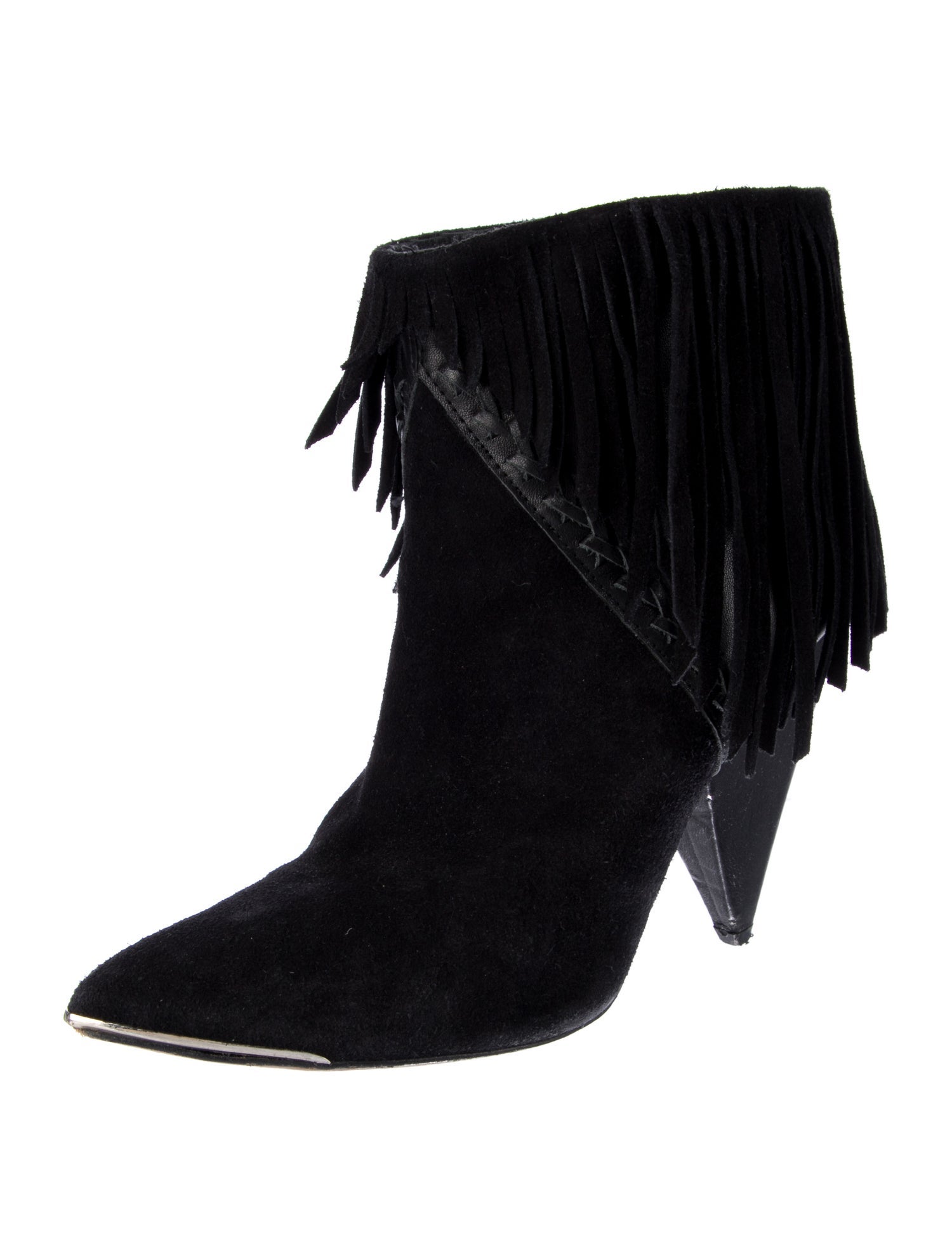 Iro Suede Fringe Trim Accent Lace-Up Boots