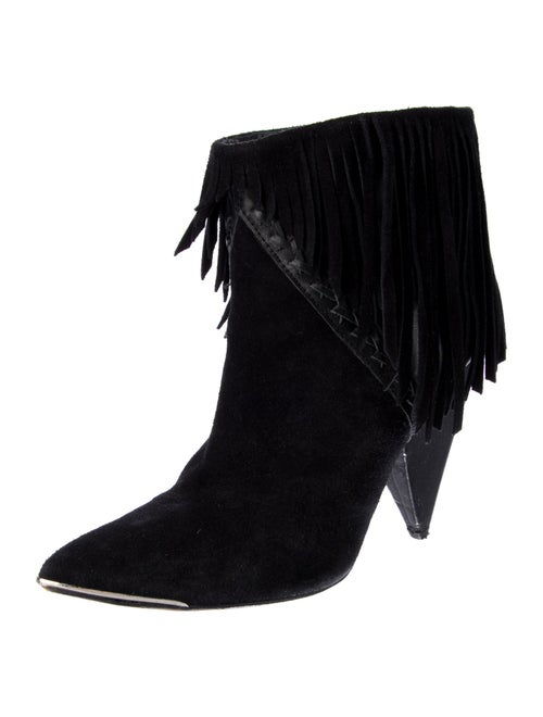 Iro Suede Fringe Trim Accent Lace-Up Boots