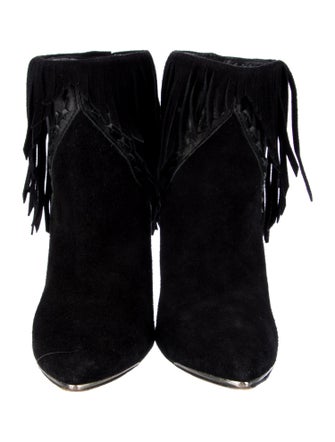 Iro Suede Fringe Trim Accent Lace-Up Boots