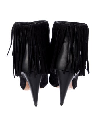 Iro Suede Fringe Trim Accent Lace-Up Boots