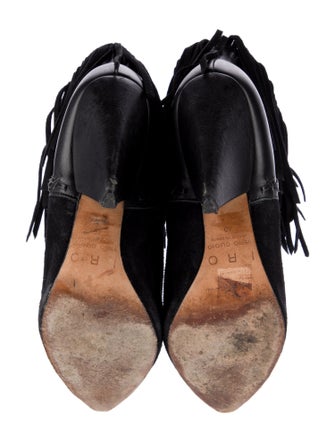 Iro Suede Fringe Trim Accent Lace-Up Boots