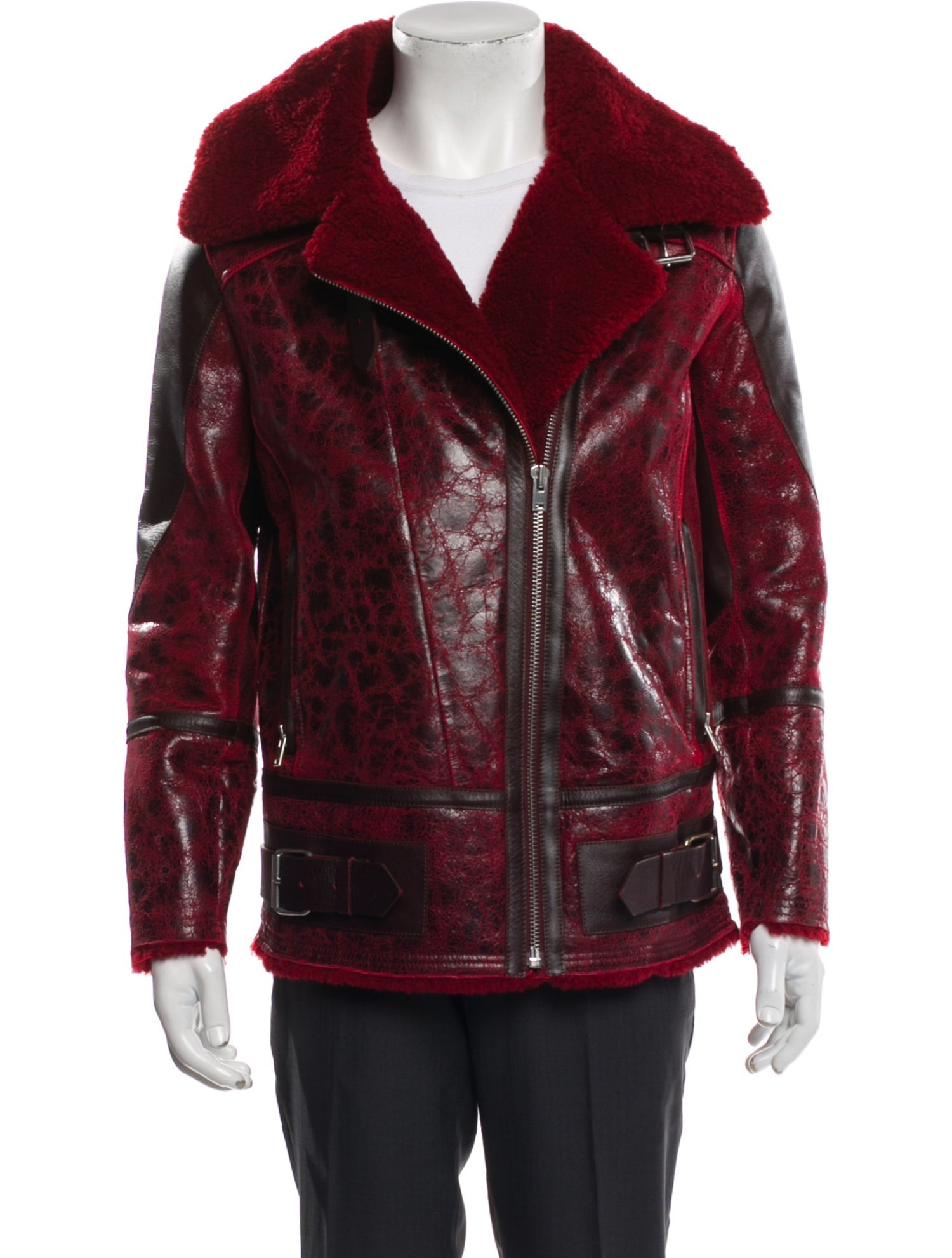 Iro Shearling Animal Print Moto Jacket