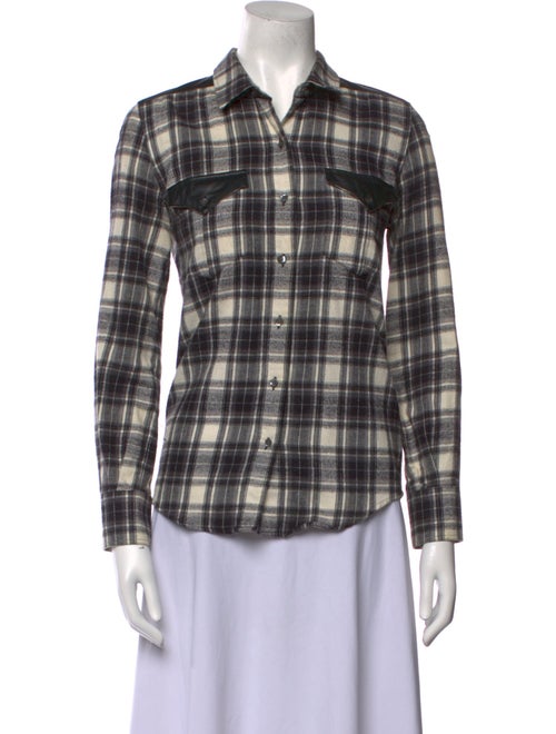 Iro Plaid Print Long Sleeve Button-Up Top