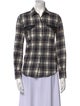 Iro Plaid Print Long Sleeve Button-Up Top