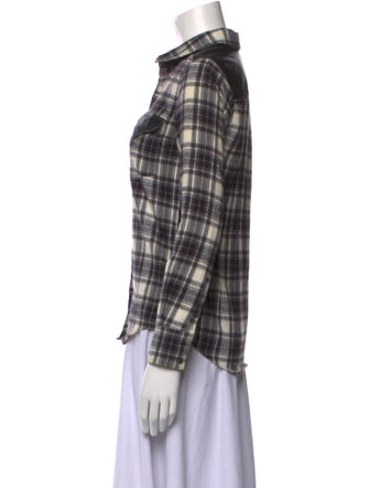 Iro Plaid Print Long Sleeve Button-Up Top