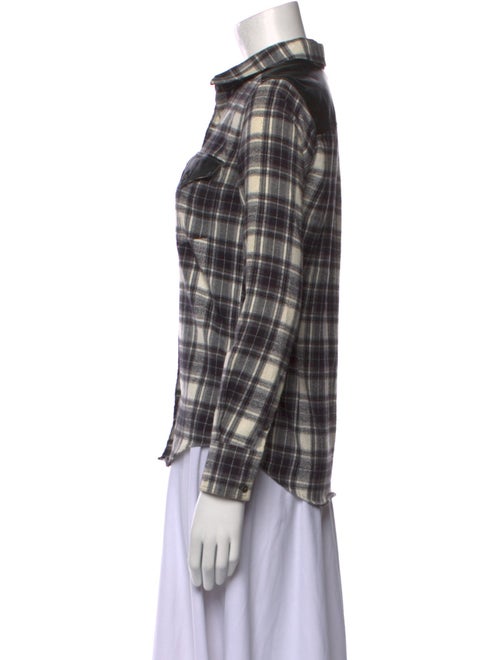 Iro Plaid Print Long Sleeve Button-Up Top