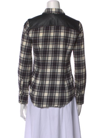 Iro Plaid Print Long Sleeve Button-Up Top