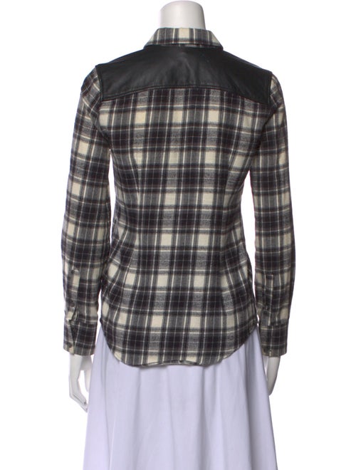 Iro Plaid Print Long Sleeve Button-Up Top