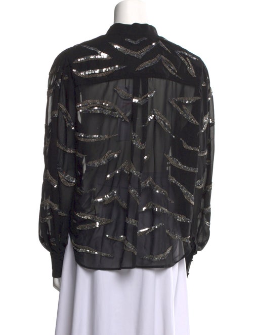 Iro Printed Mock Neck Button-Up Top