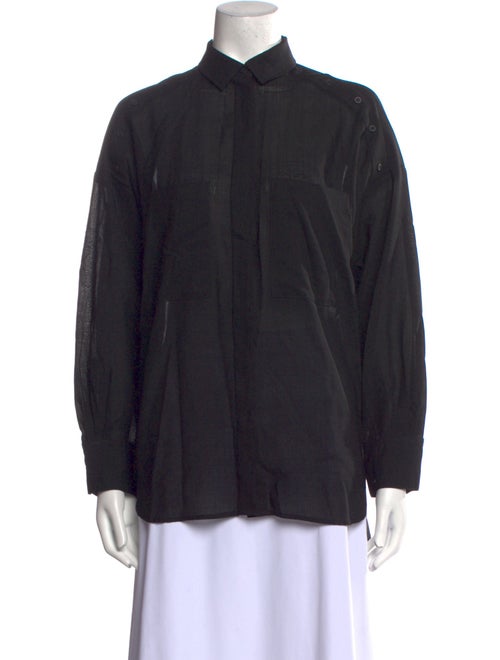 Iro Wool Mock Neck Button-Up Top