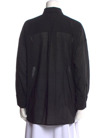 Iro Wool Mock Neck Button-Up Top