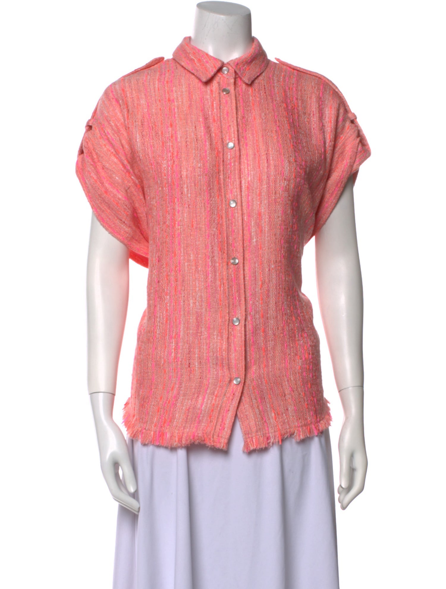 Iro Tweed Pattern Short Sleeve Button-Up Top w/ Tags