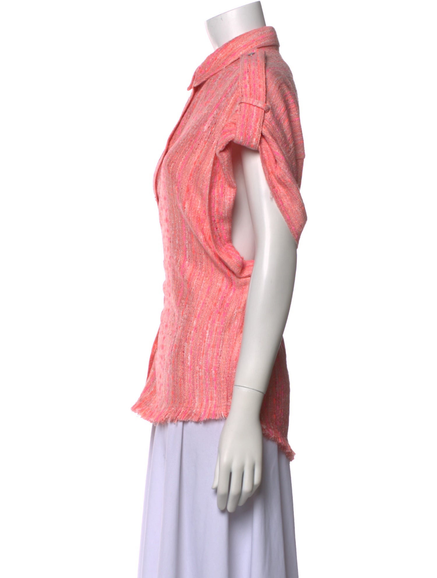 Iro Tweed Pattern Short Sleeve Button-Up Top w/ Tags