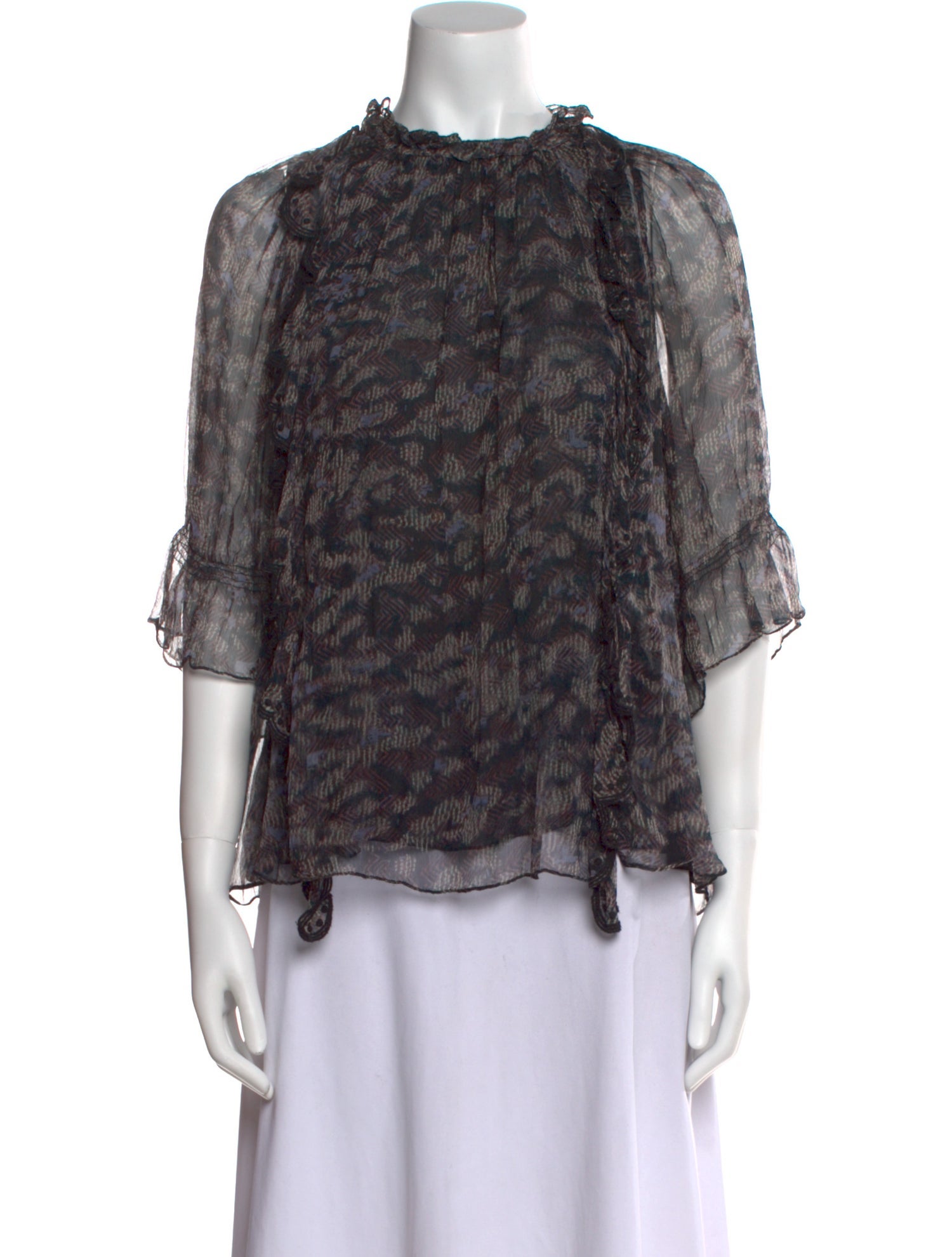 Iro Printed Mock Neck Blouse