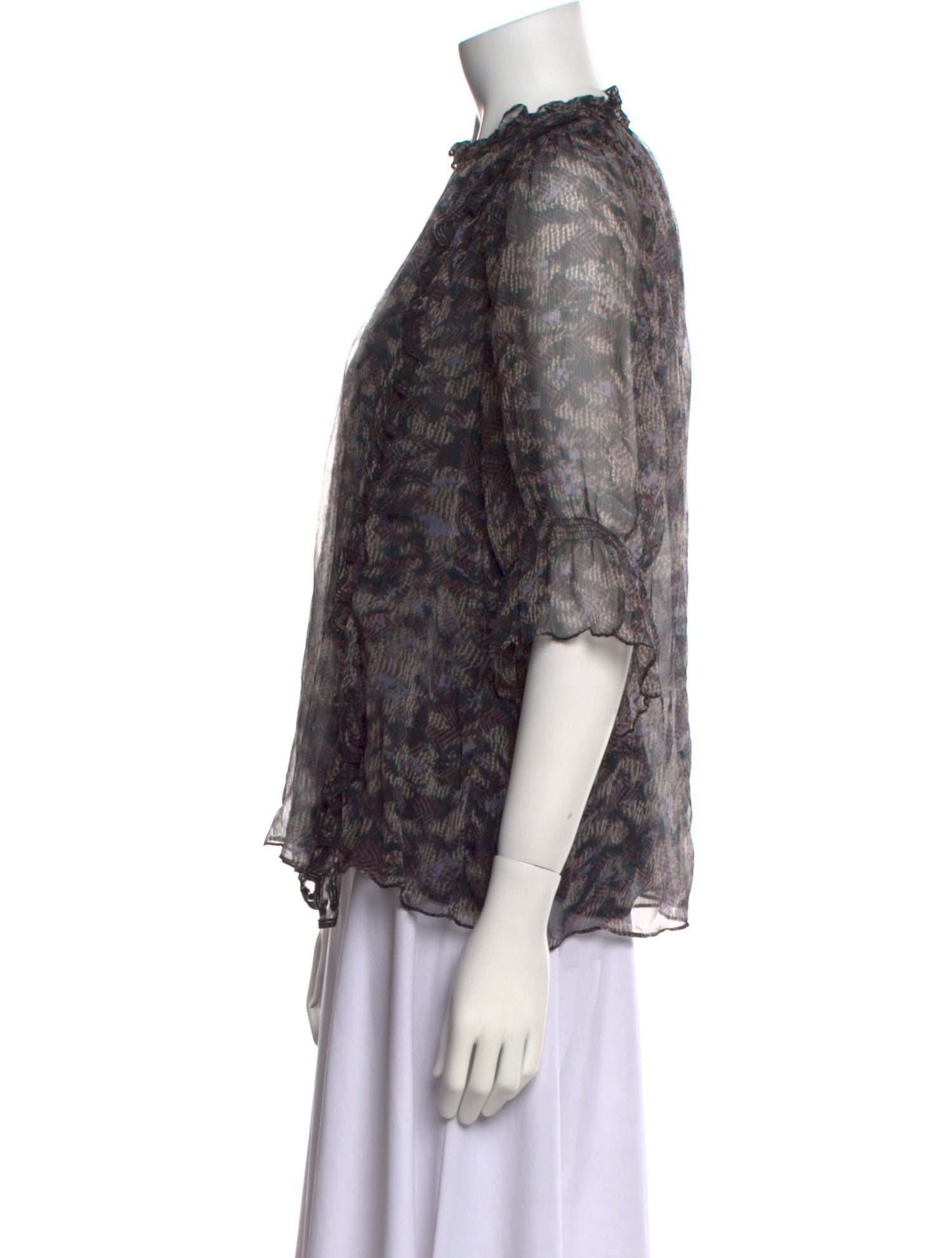 Iro Printed Mock Neck Blouse