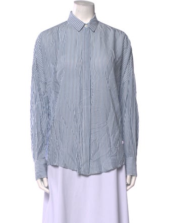Iro Striped Long Sleeve Button-Up Top