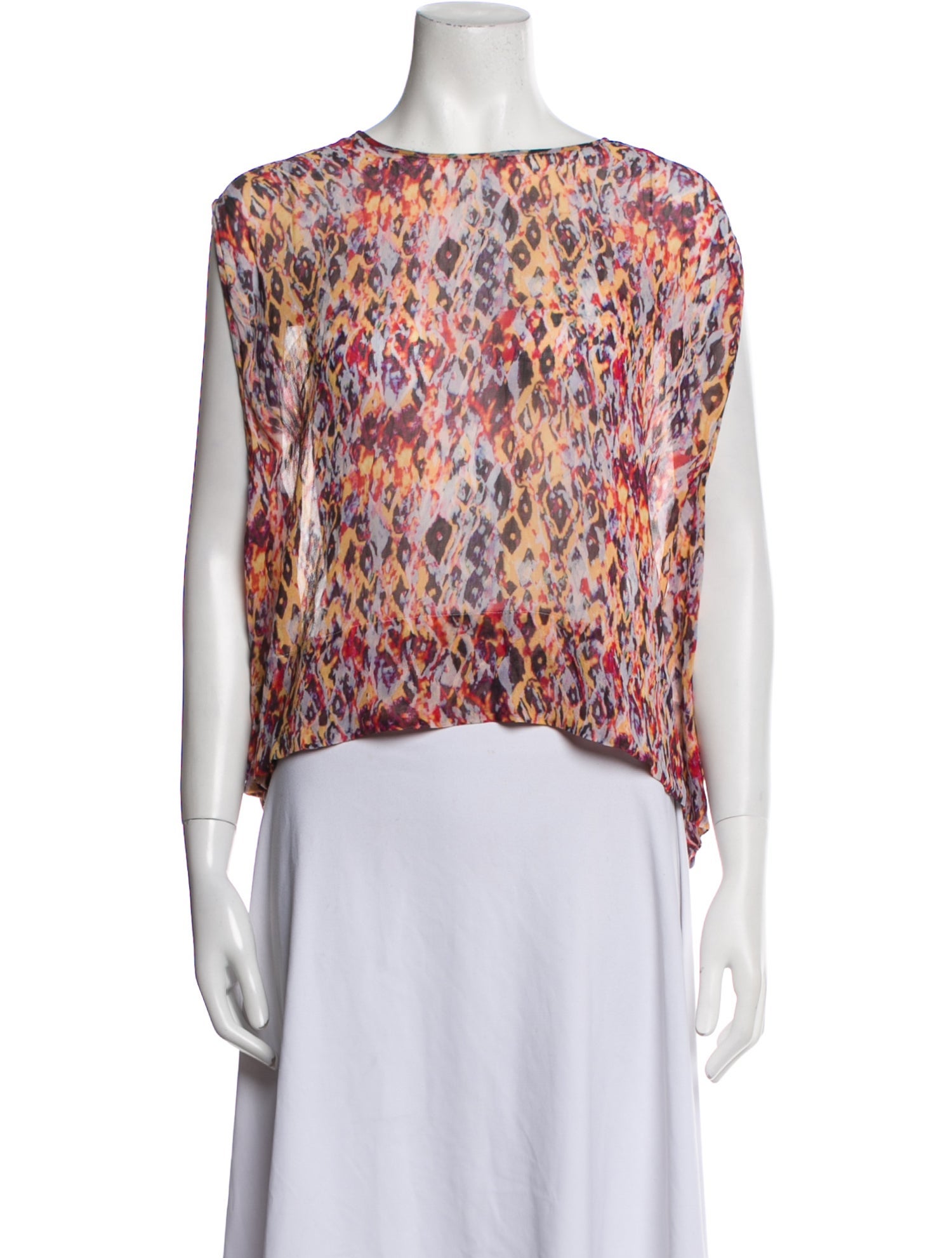 Iro Printed Bateau Neckline Crop Top