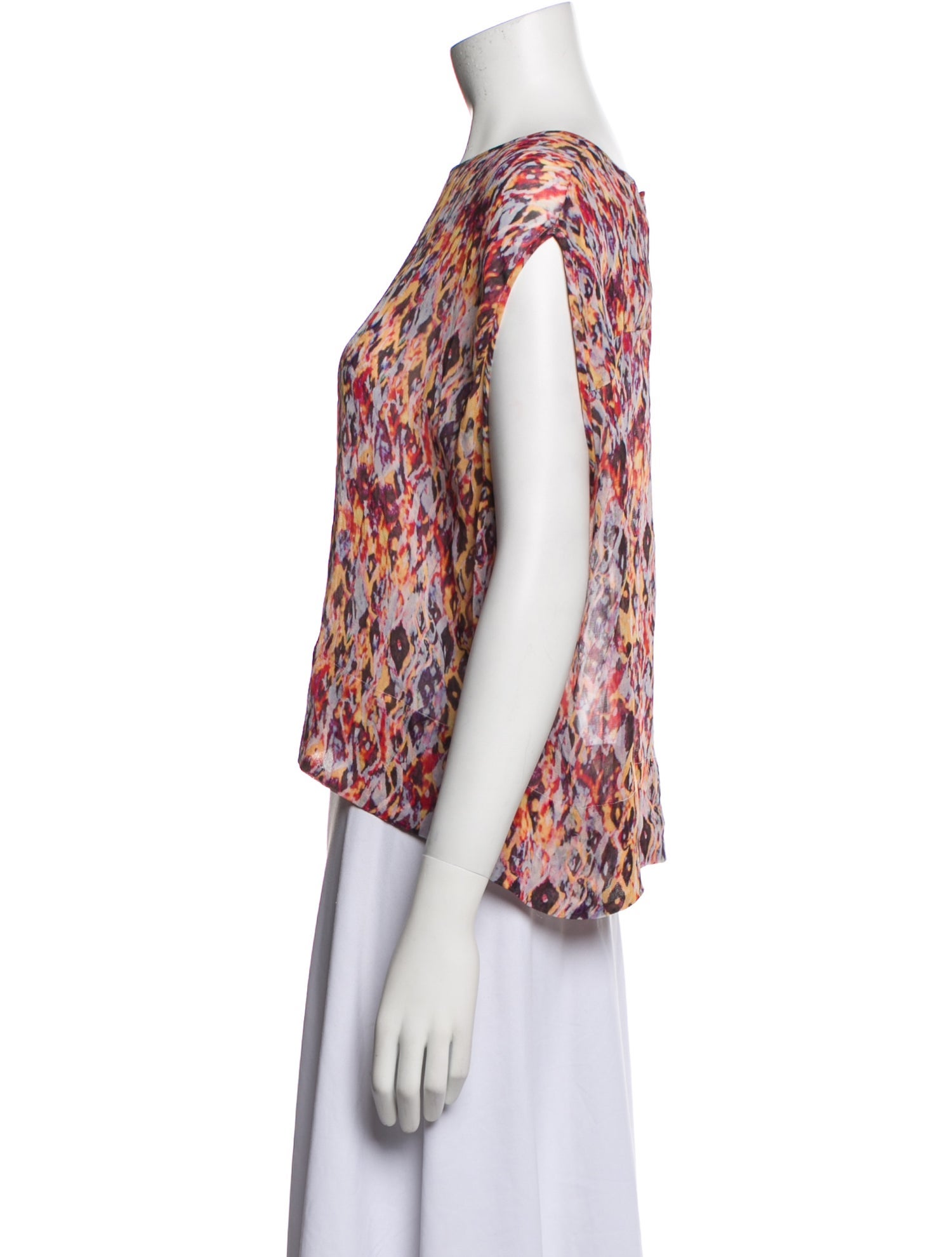 Iro Printed Bateau Neckline Crop Top