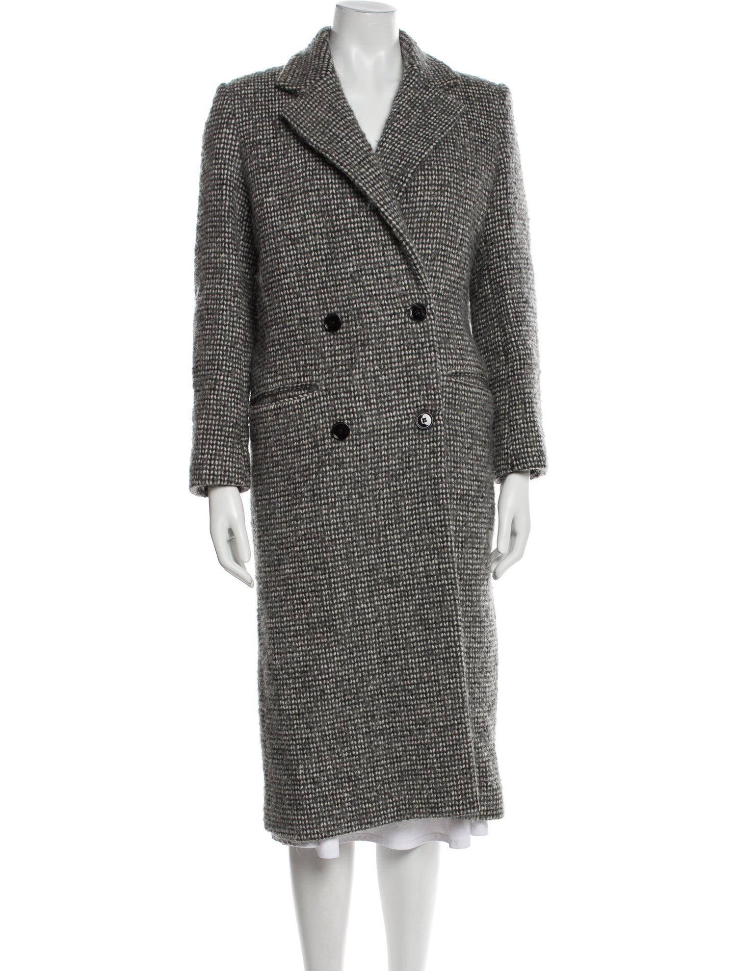 Iro Tweed Pattern Faux Fur Coat