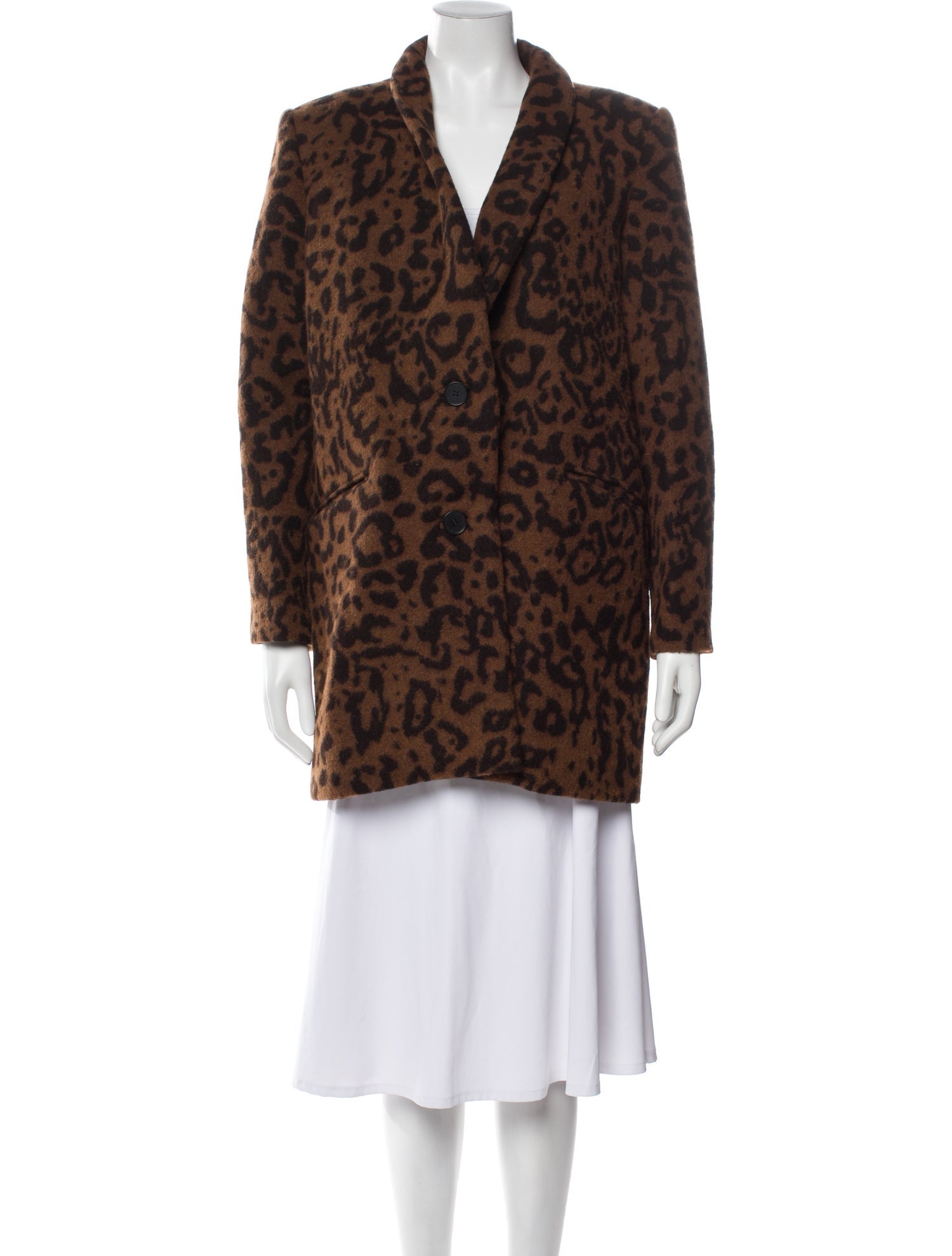 Iro Virgin Wool Animal Print Faux Fur Coat