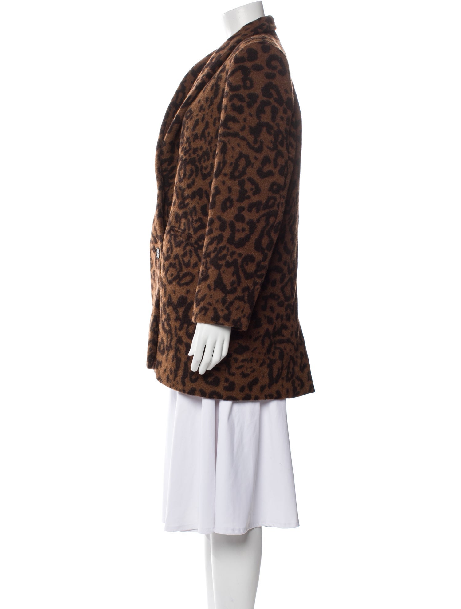 Iro Virgin Wool Animal Print Faux Fur Coat