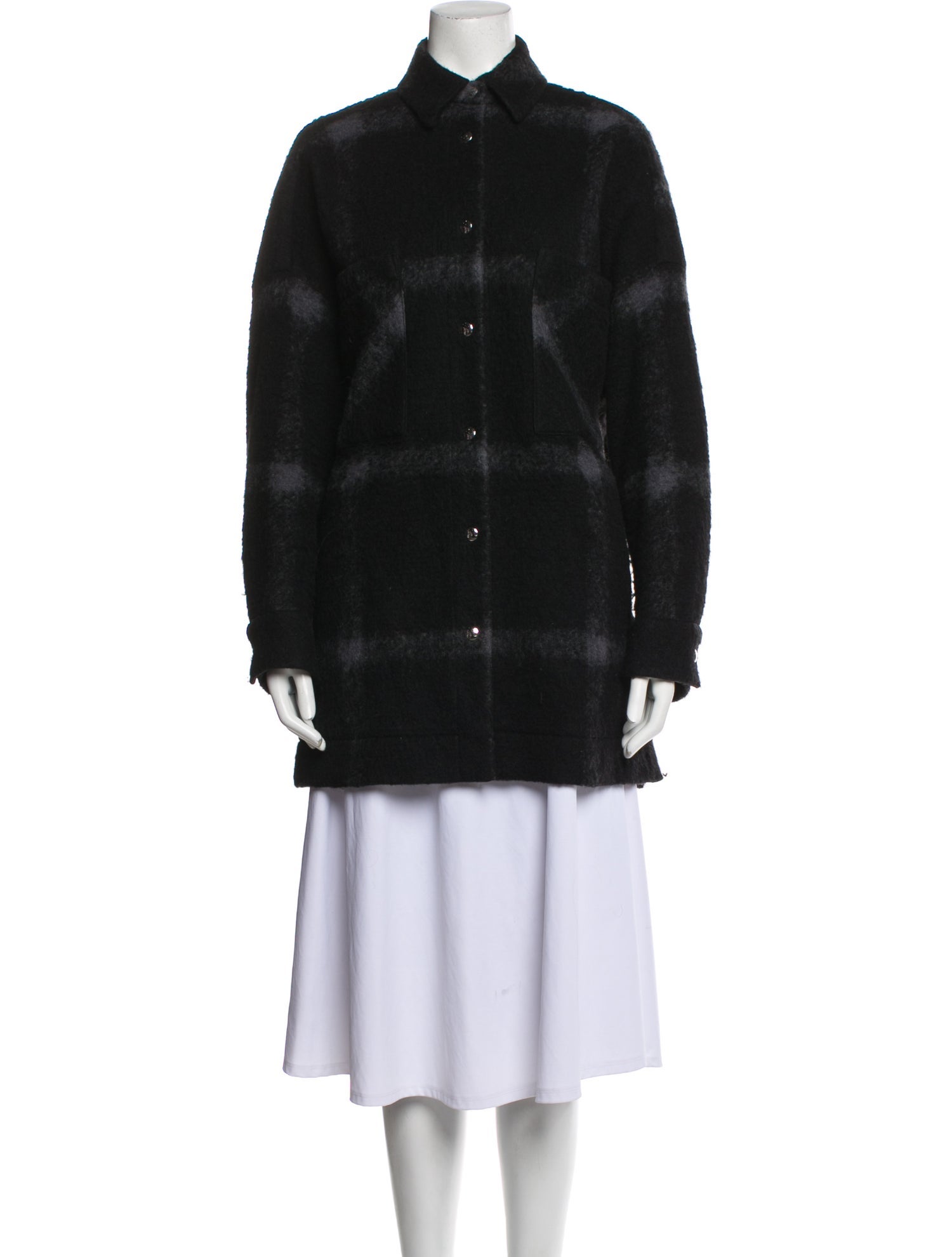 Iro Wool Plaid Print Peacoat