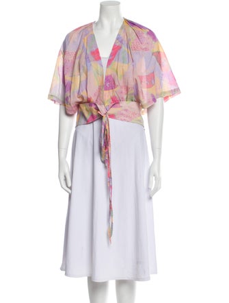 Iro Printed Plunge Neckline Crop Top