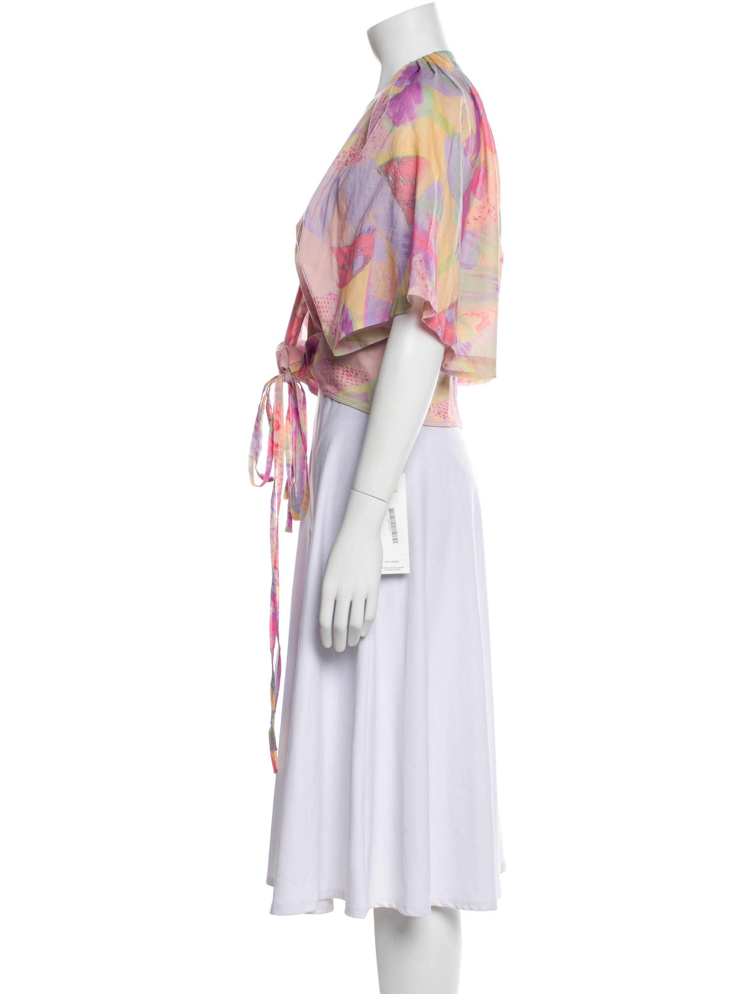 Iro Printed Plunge Neckline Crop Top