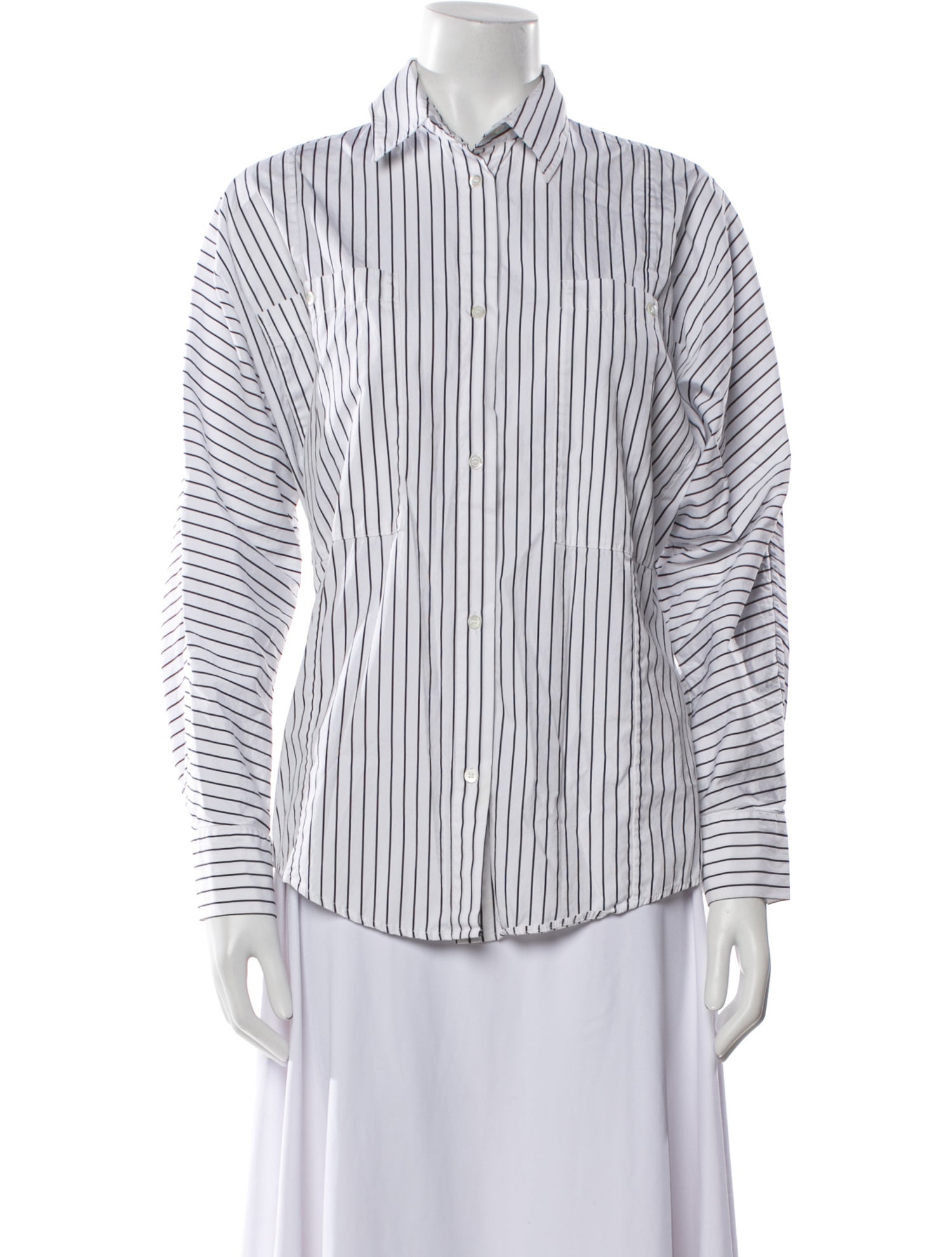 Iro Striped Long Sleeve Button-Up Top
