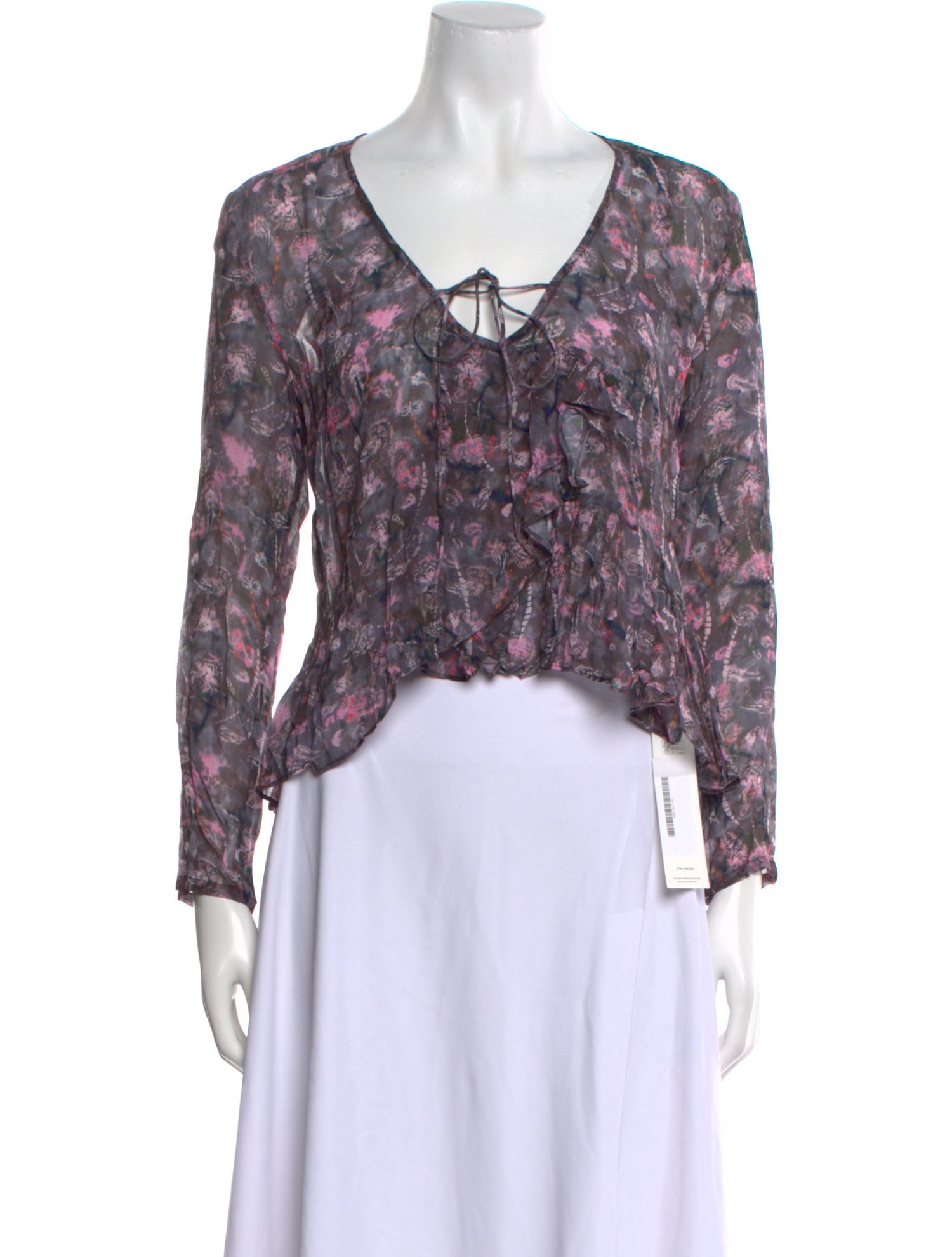 Iro Floral Print Tie Neck Crop Top