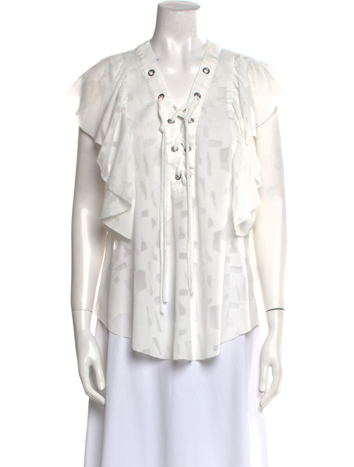 Iro V-Neck Short Sleeve Button-Up Top