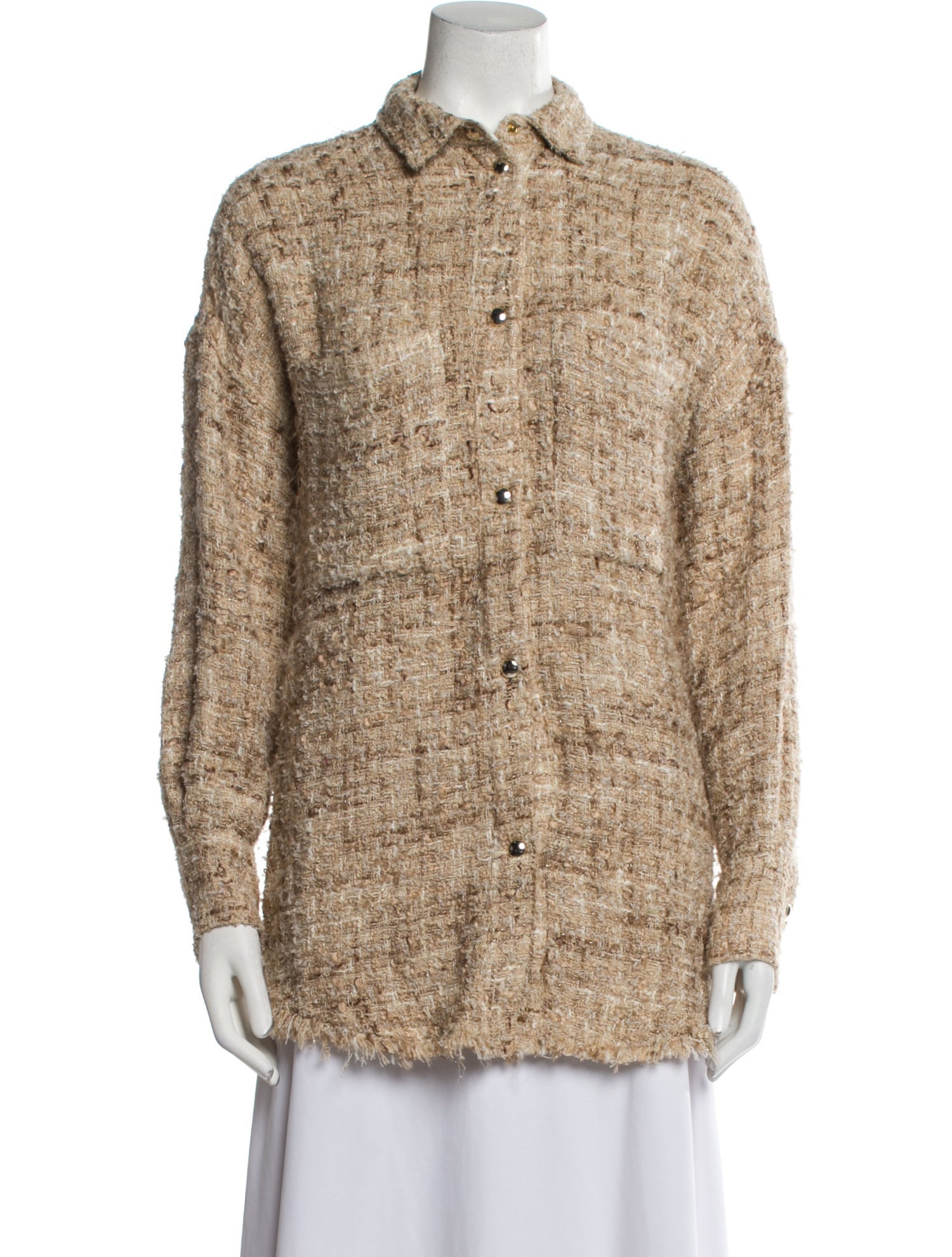 Iro Tweed Pattern Mock Neck Sweater