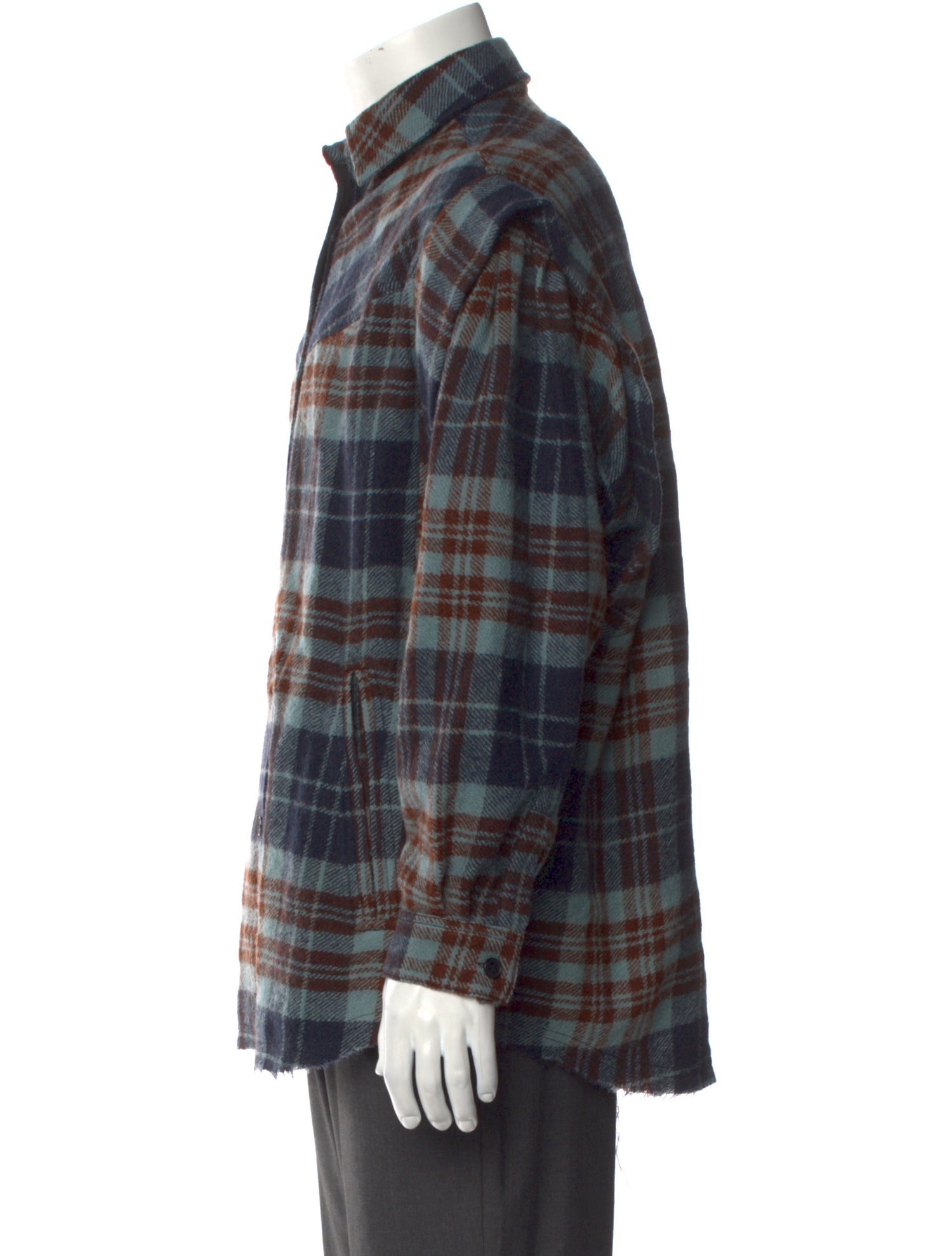 Iro Virgin Wool Plaid Print Western Shirt