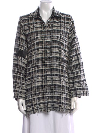 Iro Plaid Print Long Sleeve Button-Up Top