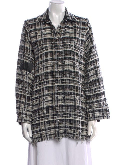 Iro Plaid Print Long Sleeve Button-Up Top