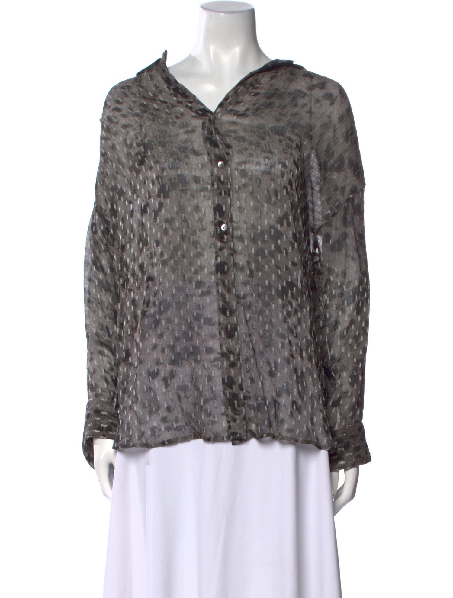 Iro Animal Print V-Neck Button-Up Top