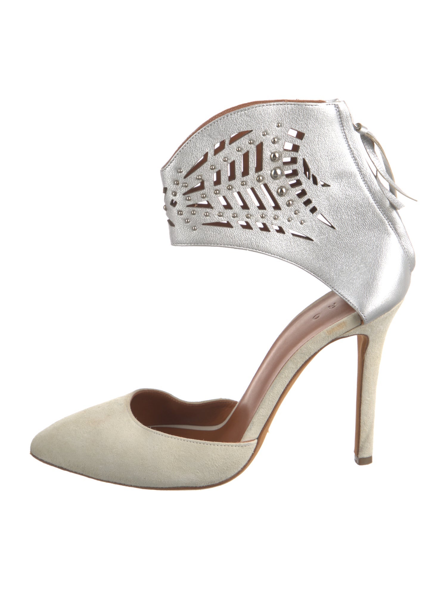 Iro Suede Colorblock Pattern D'Orsay Pumps