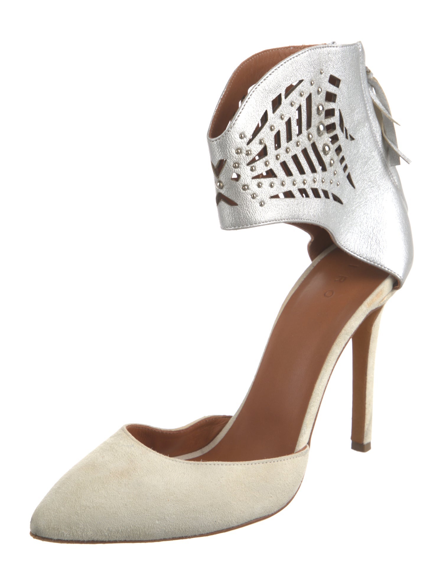 Iro Suede Colorblock Pattern D'Orsay Pumps