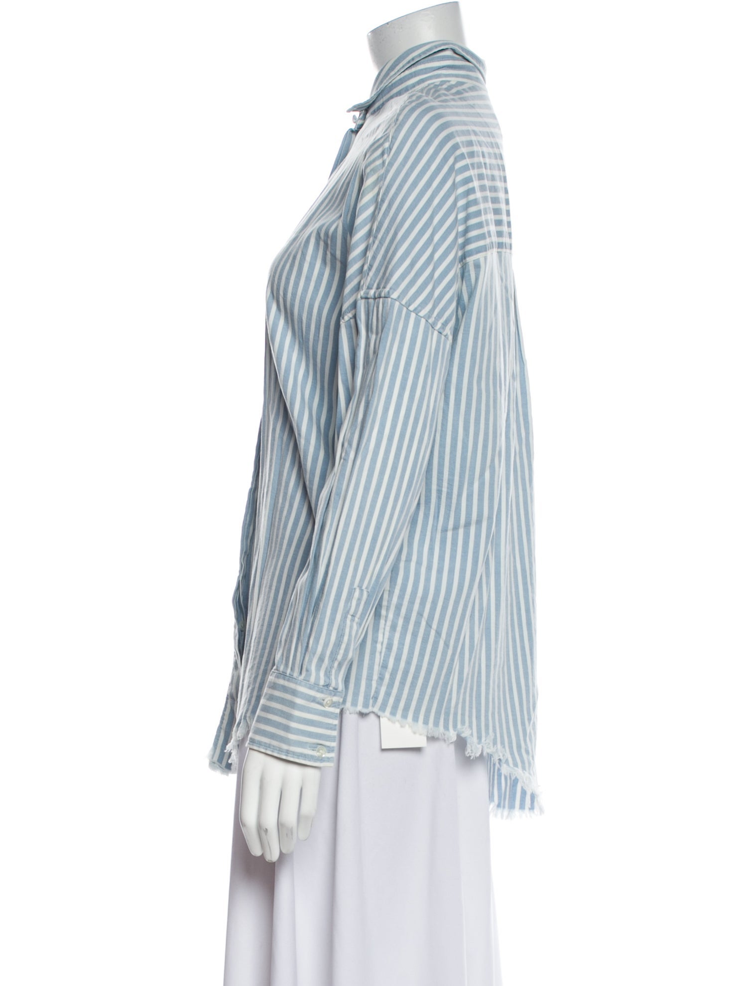 Iro Striped Mock Neck Button-Up Top