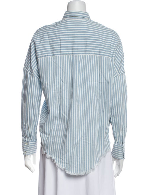 Iro Striped Mock Neck Button-Up Top