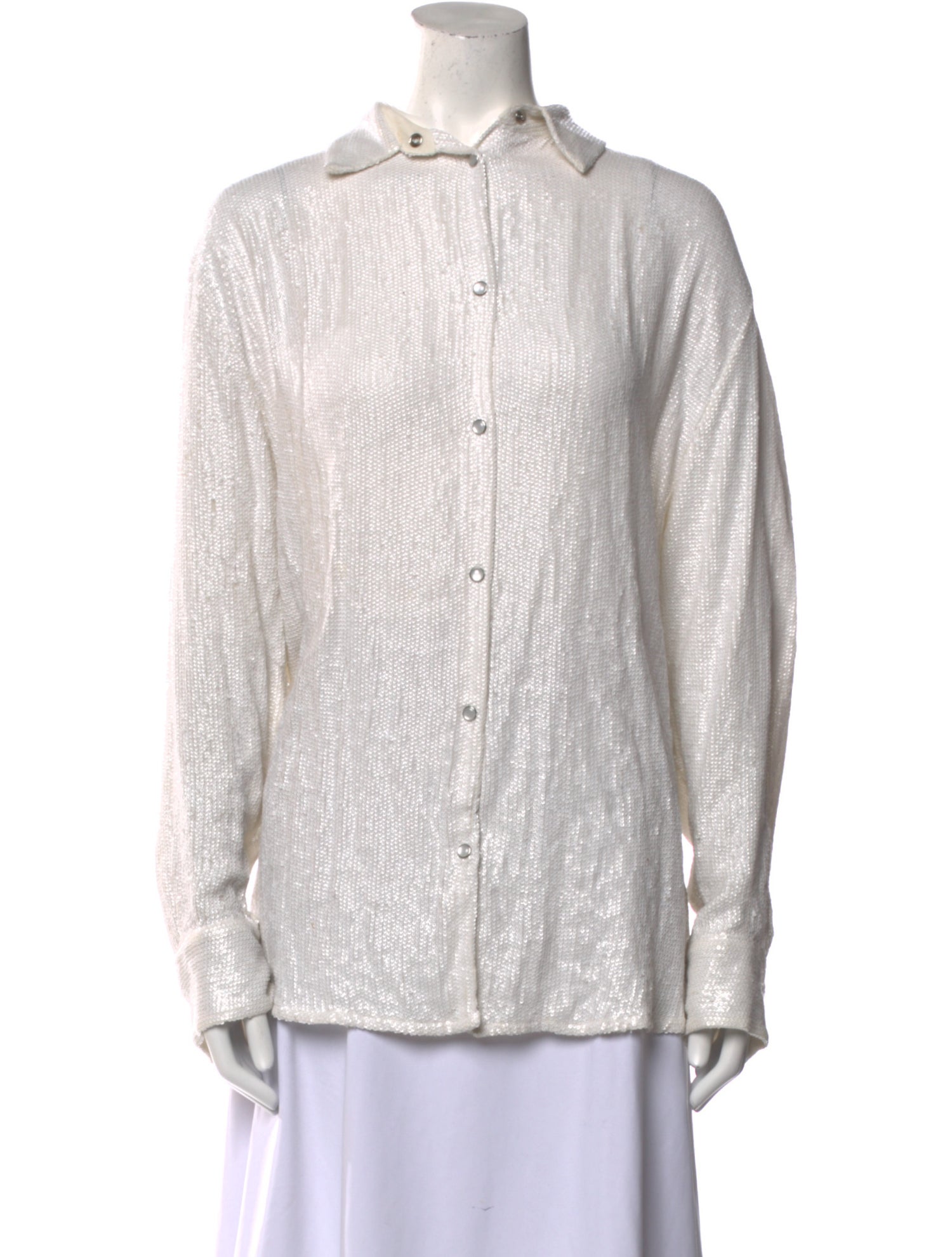 Iro Sequin Long Sleeve Button-Up Top